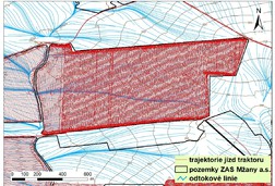 1. Návrh optimalizovaných trajektorií pro pohyb soupravy. Vhodně volené trajektorie s ohledem na směr odtokových linií.